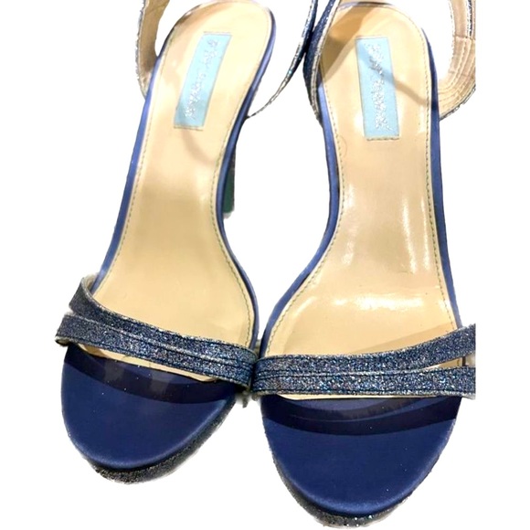 Betsey Johnson Blue Glitter Strappy Heels - Picture 3 of 10